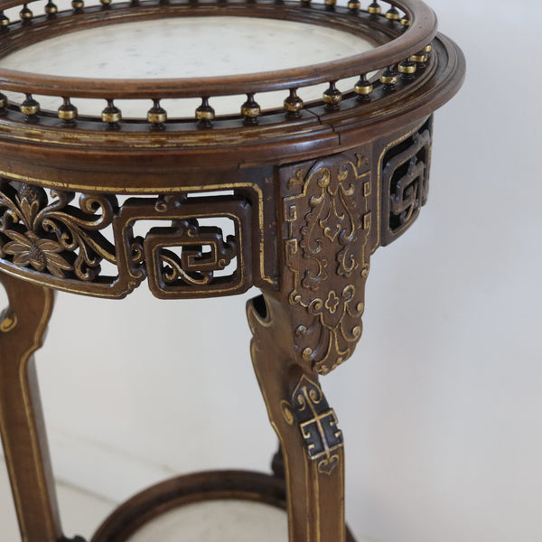 GABRIEL VIARDOT 1900 Japonisme Two Tiers Pedestal In Gilt Walnut & Marble