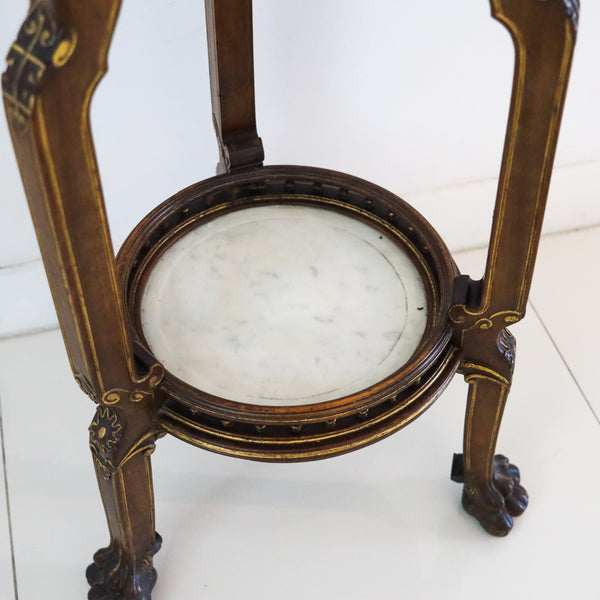 GABRIEL VIARDOT 1900 Japonisme Two Tiers Pedestal In Gilt Walnut & Marble