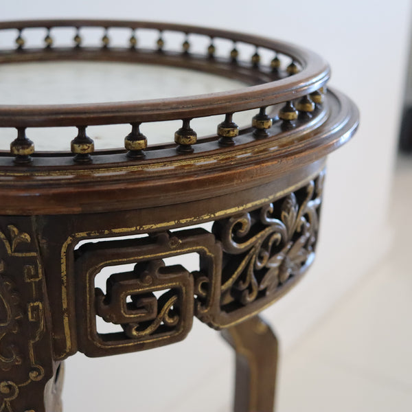 GABRIEL VIARDOT 1900 Japonisme Two Tiers Pedestal In Gilt Walnut & Marble