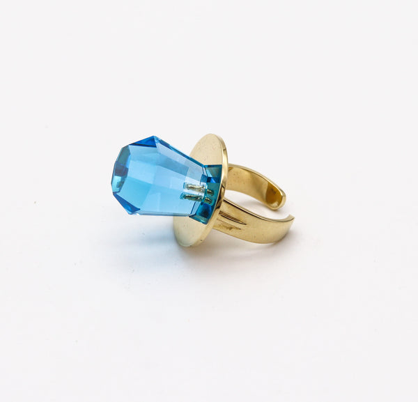 GEM RING POP Anthony Kantor Cocktail Ring In 14Kt Yellow Gold & 28 Ctw Blue Topaz