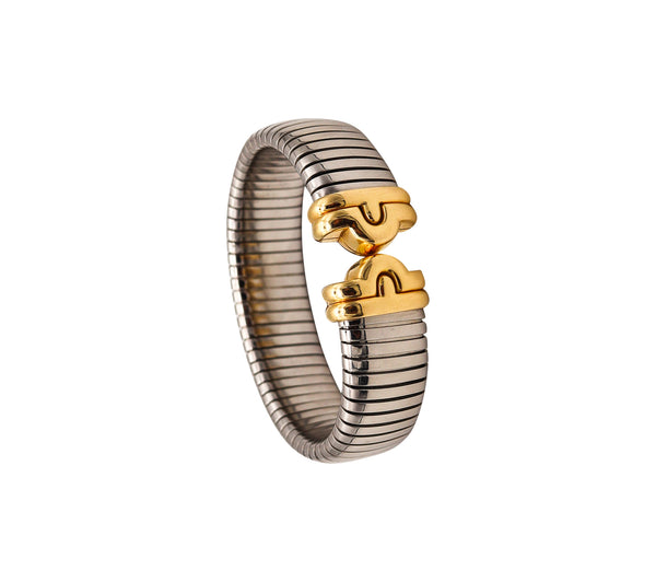 -Bvlgari Roma Parentesi Tubogas Flexible Bracelet In 18Kt Yellow Gold And Steel