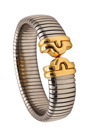 -Bvlgari Roma Parentesi Tubogas Flexible Bracelet In 18Kt Yellow Gold And Steel