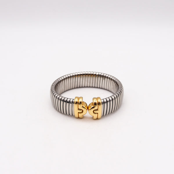 -Bvlgari Roma Parentesi Tubogas Flexible Bracelet In 18Kt Yellow Gold And Steel