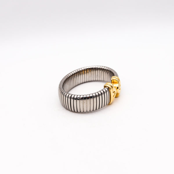 -Bvlgari Roma Parentesi Tubogas Flexible Bracelet In 18Kt Yellow Gold And Steel