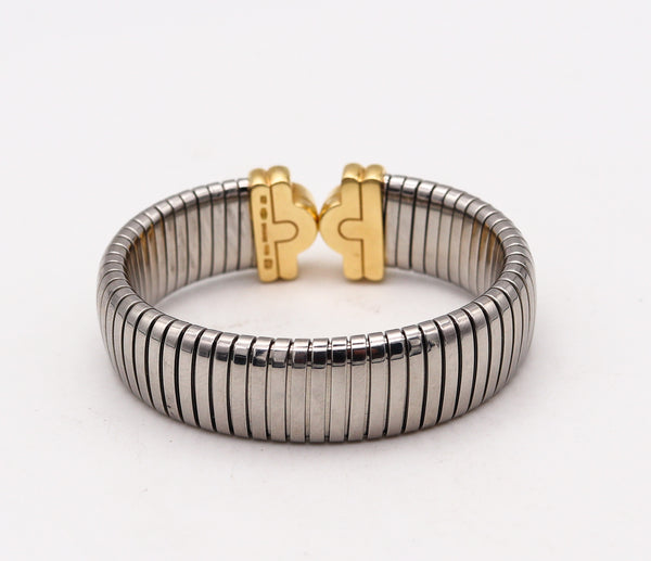 -Bvlgari Roma Parentesi Tubogas Flexible Bracelet In 18Kt Yellow Gold And Steel