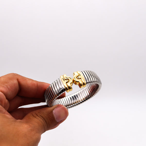 -Bvlgari Roma Parentesi Tubogas Flexible Bracelet In 18Kt Yellow Gold And Steel