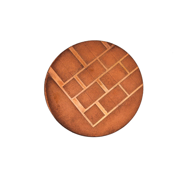 -Thomas Gentille 1970 Geometric Round Pendant Brooch In 18kt Gold Bronze And Copper