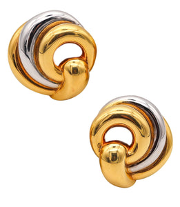 -Chaumet Paris 1970 Twisted Modernist Earrings In 18Kt Yellow And White Gold