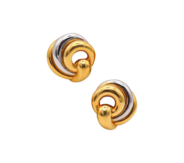 -Chaumet Paris 1970 Twisted Modernist Earrings In 18Kt Yellow And White Gold