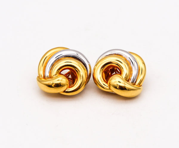 -Chaumet Paris 1970 Twisted Modernist Earrings In 18Kt Yellow And White Gold