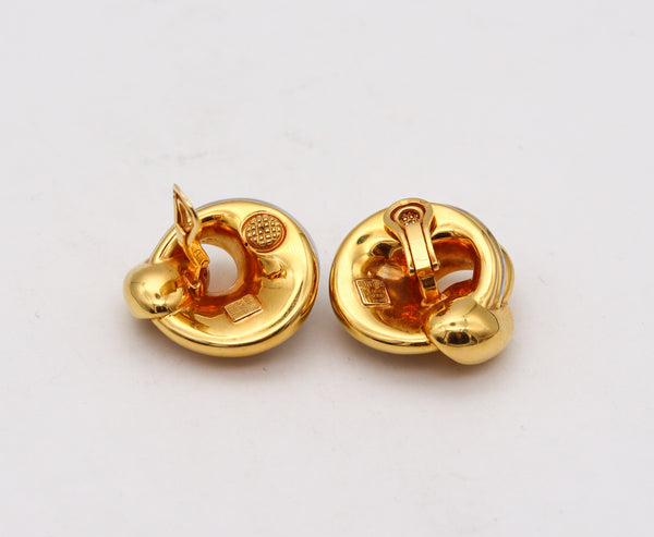 -Chaumet Paris 1970 Twisted Modernist Earrings In 18Kt Yellow And White Gold