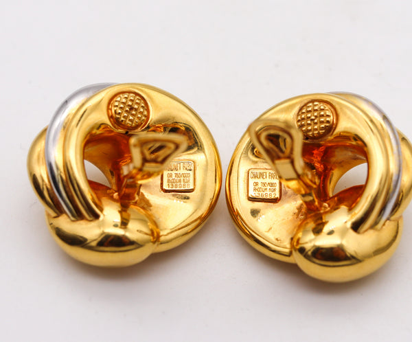 -Chaumet Paris 1970 Twisted Modernist Earrings In 18Kt Yellow And White Gold