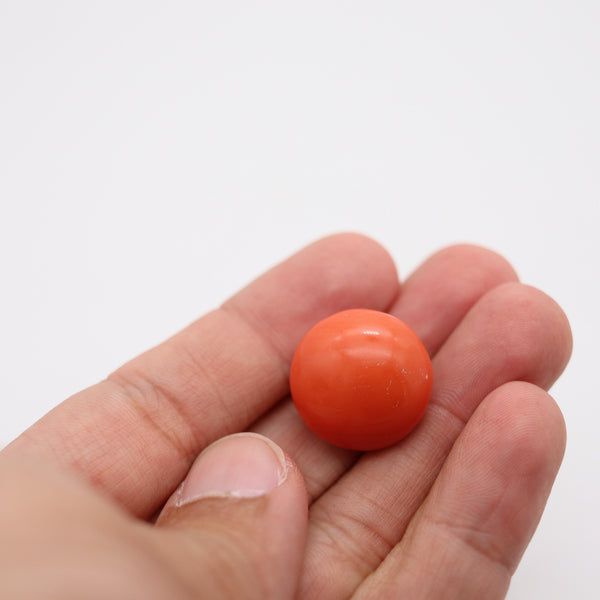 GIA CERTIFIED Natural Coral Huge Round Cabochon Cut 46.95 Carats GIA-2215188171
