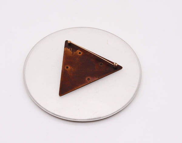 -Thomas Gentille 1970 Silver Geometric Pendant Brooch In 18kt Gold Bronze And Lucite