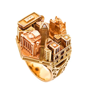 TOURNAIRE Architectural Paris Buildings Modèle Cocktail Ring In 18Kt Yellow Gold