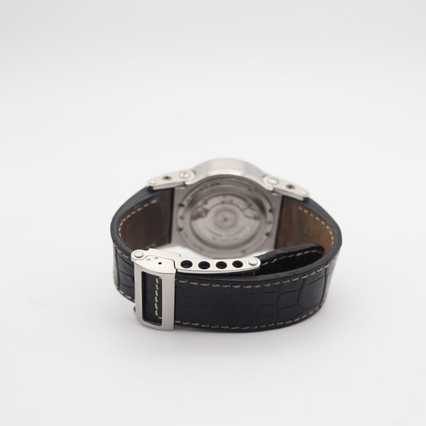 JORG HYSEK Automatic AN03 Black Wrist Watch Stainless Steel & 4.40 Ctw Diamonds