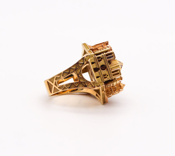 TOURNAIRE Architectural Paris Buildings Modèle Cocktail Ring In 18Kt Yellow Gold