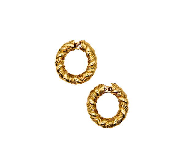 -Van Cleef Arpels 1969 Paris By Andre Vassort Hoops Clips Earrings In 18Kt Gold