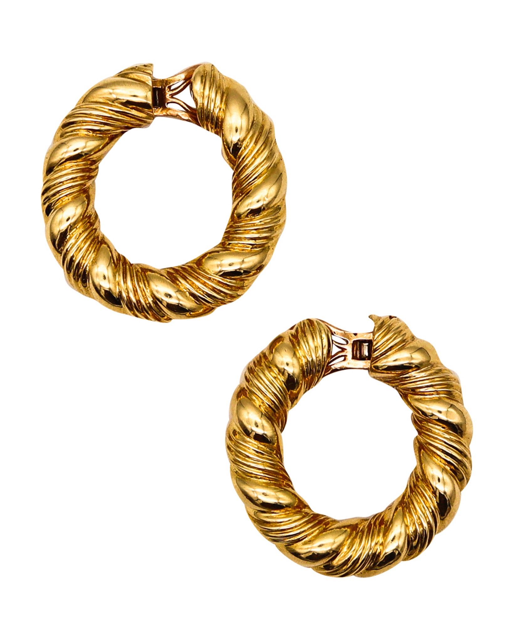 -Van Cleef Arpels 1969 Paris By Andre Vassort Hoops Clips Earrings In 18Kt Gold