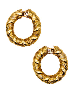 -Van Cleef Arpels 1969 Paris By Andre Vassort Hoops Clips Earrings In 18Kt Gold