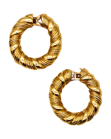 -Van Cleef Arpels 1969 Paris By Andre Vassort Hoops Clips Earrings In 18Kt Gold