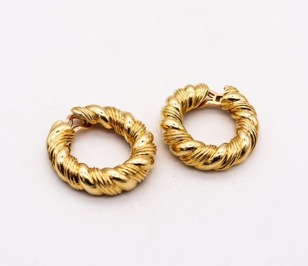 -Van Cleef Arpels 1969 Paris By Andre Vassort Hoops Clips Earrings In 18Kt Gold