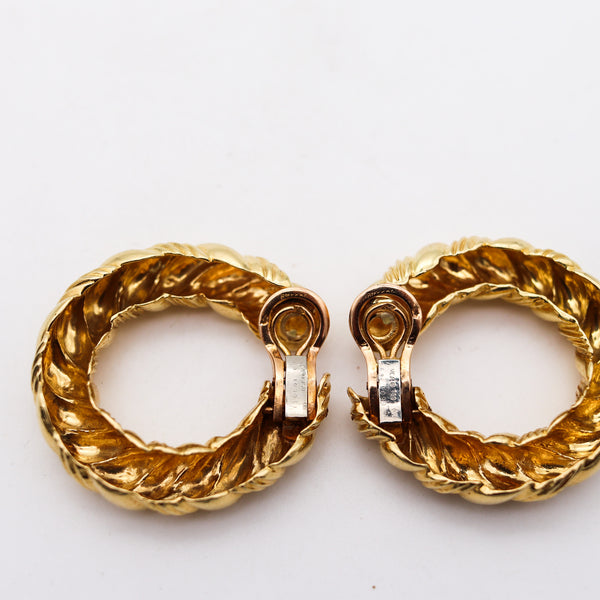 -Van Cleef Arpels 1969 Paris By Andre Vassort Hoops Clips Earrings In 18Kt Gold