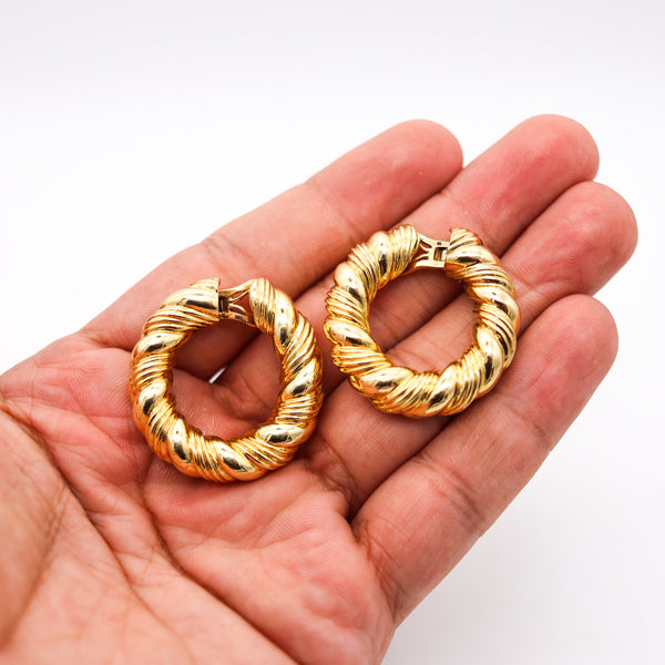 -Van Cleef Arpels 1969 Paris By Andre Vassort Hoops Clips Earrings In 18Kt Gold