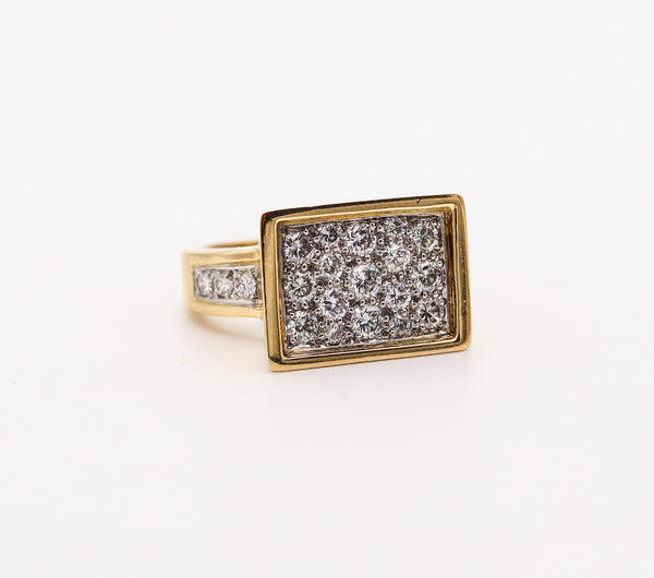 KURT WAYNE Geometric Cocktail Ring In 18Kt Yellow Gold With 1.71 Ctw Diamonds