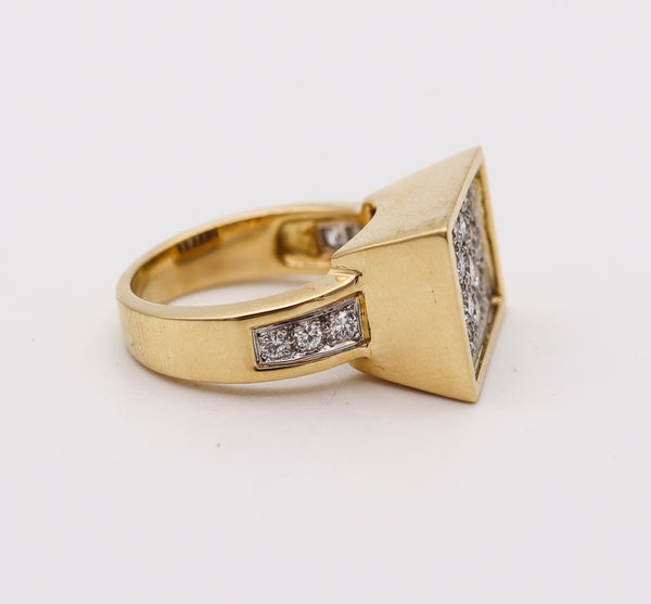 KURT WAYNE Geometric Cocktail Ring In 18Kt Yellow Gold With 1.71 Ctw Diamonds