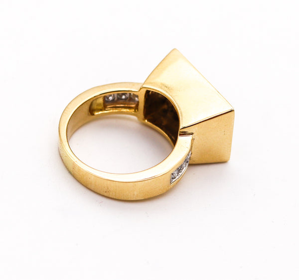 KURT WAYNE Geometric Cocktail Ring In 18Kt Yellow Gold With 1.71 Ctw Diamonds