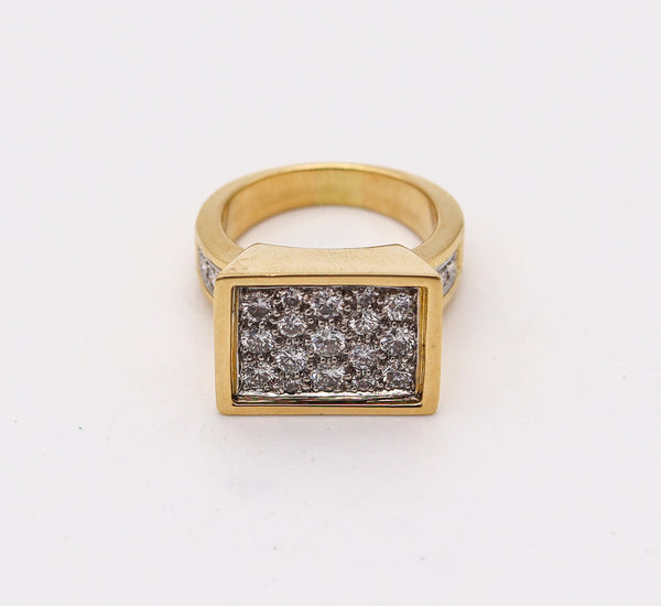 KURT WAYNE Geometric Cocktail Ring In 18Kt Yellow Gold With 1.71 Ctw Diamonds