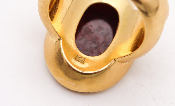 -Etruscan Intaglio Signet Cocktail Ring With Carved Carnelian In 18Kt Yellow Gold