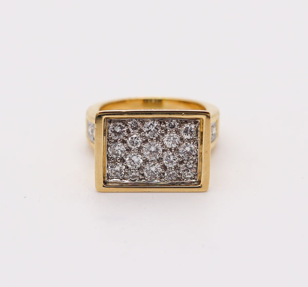 KURT WAYNE Geometric Cocktail Ring In 18Kt Yellow Gold With 1.71 Ctw Diamonds