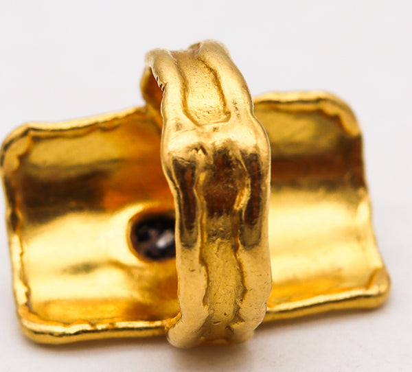 -Jean Mahie Paris 1980 Abstract Sculptural Ring In 22Kt Gold With 0.60 Cts Diamond