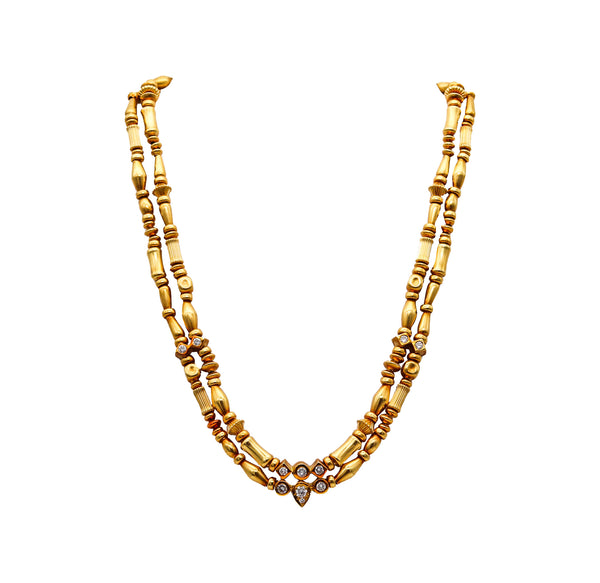 -SeidenGang Etruscan Double Necklace In 18Kt Yellow Gold With VS Diamonds