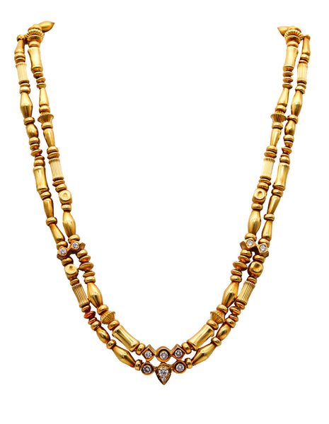 -SeidenGang Etruscan Double Necklace In 18Kt Yellow Gold With VS Diamonds