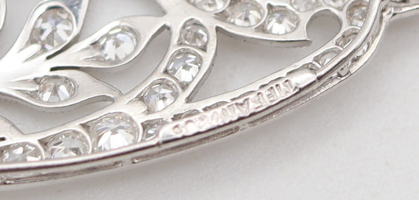TIFFANY & CO 1910 Edwardian Brooch-Pendant Platinum 7.01 Cwt Diamonds & Sapphire