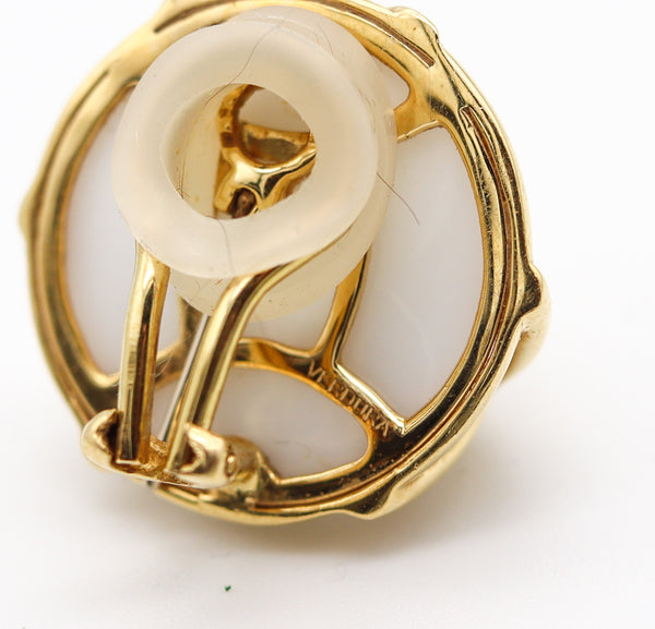 VERDURA Milano Caged White Coral Clips-On Earrings In 18Kt Yellow Gold