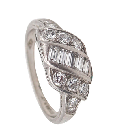 -Hartzberg & Co. 1930 Art Deco Band Ring In Platinum With VS Diamonds