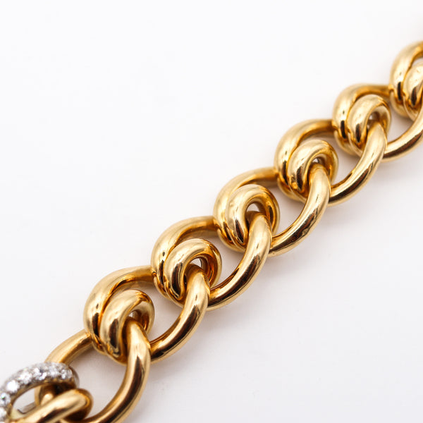 FRENCH 1970 Mousetrap Bracelet In 18Kt Gold & Platinum With 25.41 Ctw Gemstones