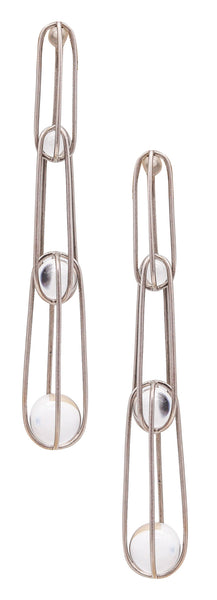ANTONIO BERNARDO Kinetic Dangle Earrings In 18Kt White Gold With Quartzes Spheres