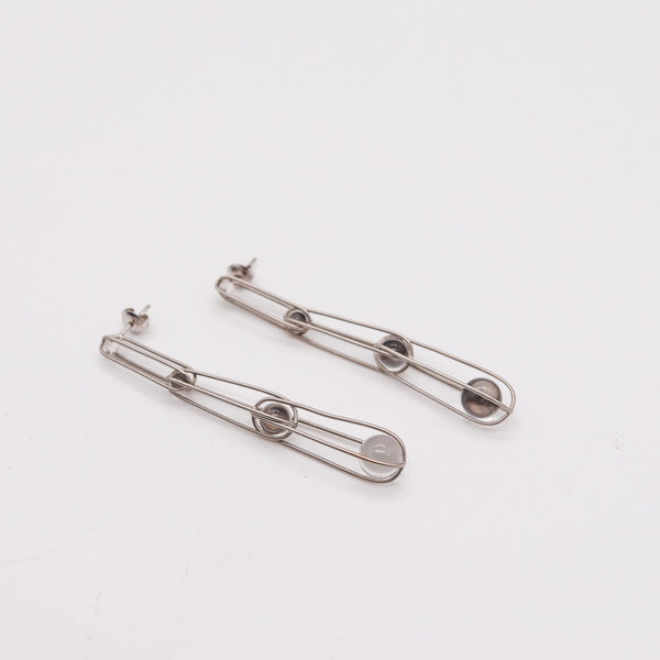 ANTONIO BERNARDO Kinetic Dangle Earrings In 18Kt White Gold With Quartzes Spheres