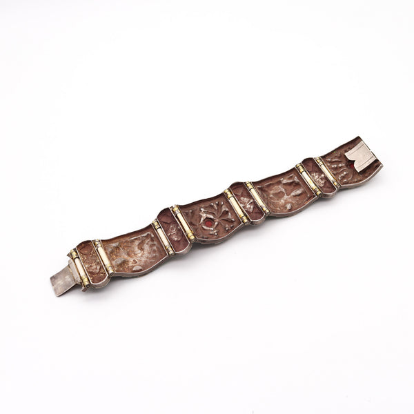 FUSET & GRAU 1930 Barcelona Noucentisme Enameled Bracelet In Sterling & Gold