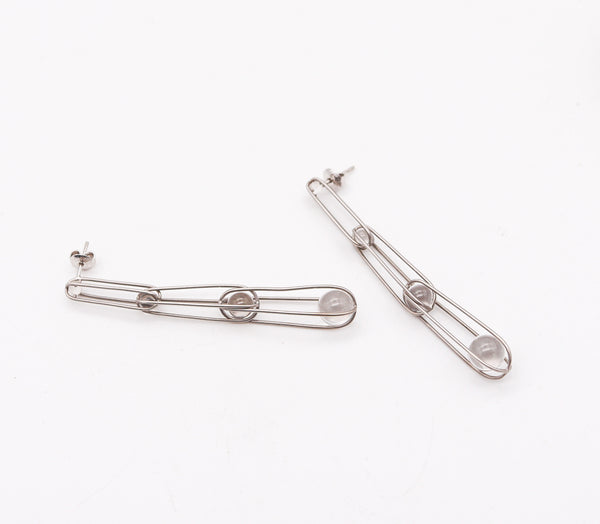 ANTONIO BERNARDO Kinetic Dangle Earrings In 18Kt White Gold With Quartzes Spheres