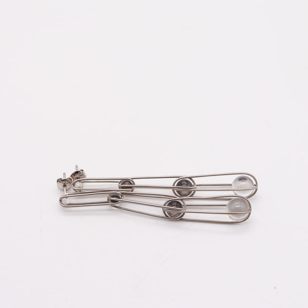 ANTONIO BERNARDO Kinetic Dangle Earrings In 18Kt White Gold With Quartzes Spheres