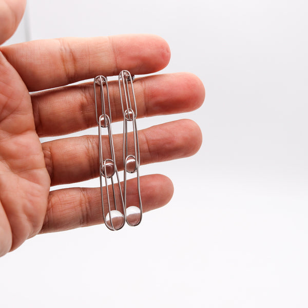 ANTONIO BERNARDO Kinetic Dangle Earrings In 18Kt White Gold With Quartzes Spheres