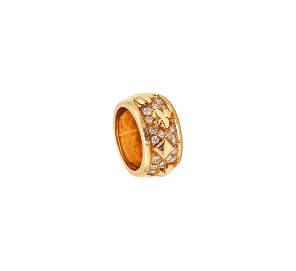 -Marchak Paris Casino Motifs Band Ring In 18Kt Yellow Gold With VS Diamonds