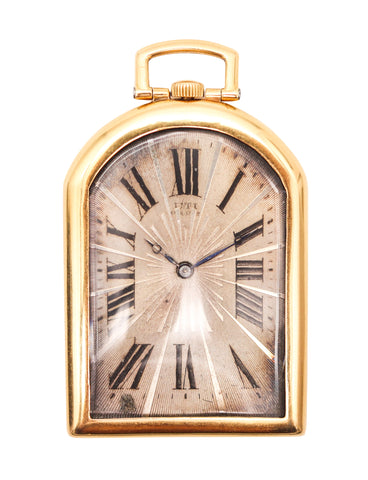 UTI Paris 1930 Art-Deco Odd Shape Pocket Watch In Solid 18Kt Yellow Gold