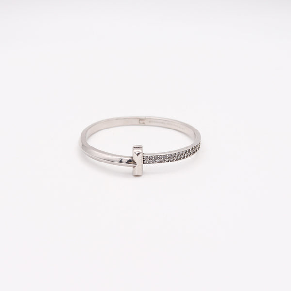TIFFANY & CO. Hinged T-Bracelet In 18Kt White Gold With 2.18 Cts Of VVS Diamonds